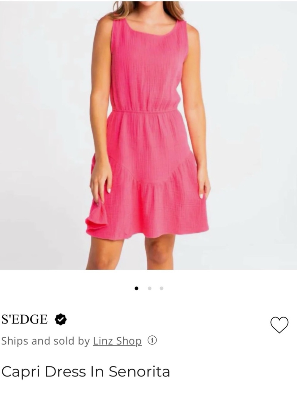 Sedge Capri Dress Pink Gauze Mini Dress – Open Back – Sleeveless – Medium NWT